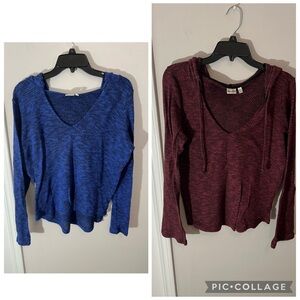 Mudd V-Neck Hooded Tops